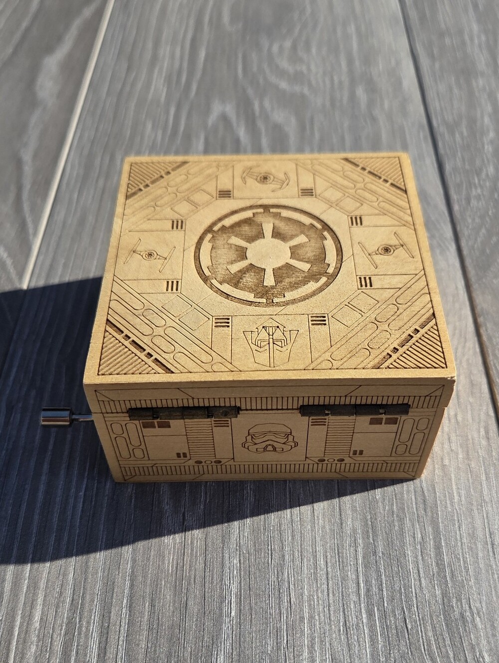 Star Wars Wooden Music Box in Natural Wood Tone